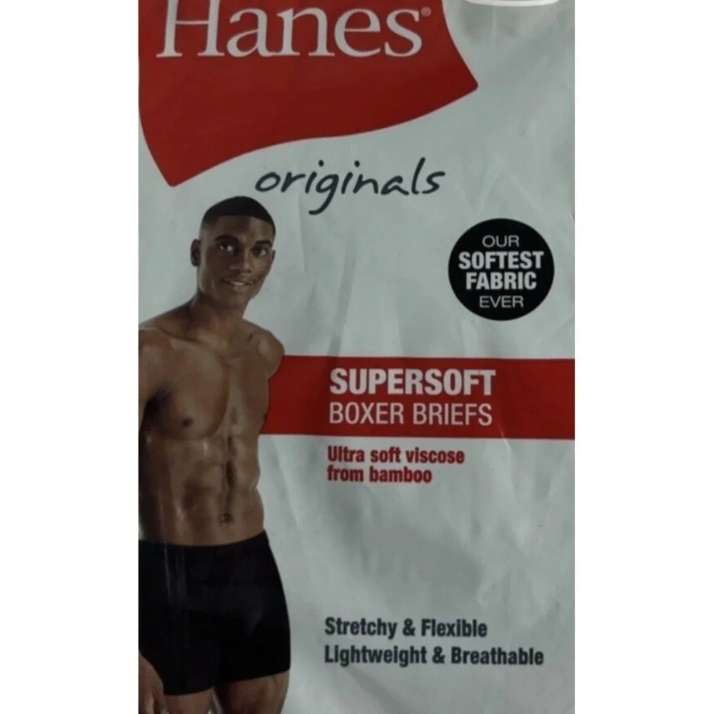 Hanes Boxer Briefs Lot Men 2XL Originals 6 Briefs SuperSoft Bamboo Blue Green A8